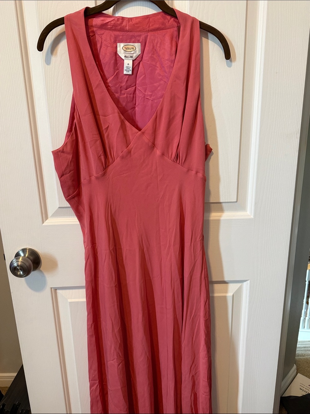Talbots Coral Sleeveless V-Neck Silk Dress